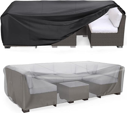Patio Furniture Set Cover Waterproof, Mrrihand Outdoor Sectional Sofa Set Cover Heavy Duty 600D Table and Chair Set Cover 107" L×81" W×27.9" H