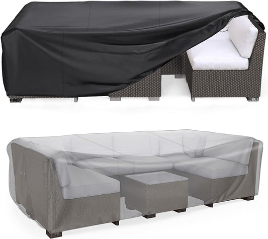 Patio Furniture Set Cover Waterproof, Mrrihand Outdoor Sectional Sofa Set Cover Heavy Duty 600D Table and Chair Set Cover 107" L×81" W×27.9" H