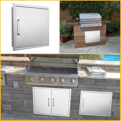BBQ Access Door Stainless Steel,Overall-Size:20" by 27" Horizontal Single Door Reversible Open Left or Right,Flush Mount for Outdoor Kitchen