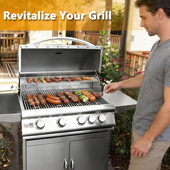 BBQ-PLUS RJC008P Grill Grates Replacement Parts for RCS 32" Premier RJC32A, Blaze 3/4/5 Burner BLZ-4LTE2-NG BLZ-32-034, Stainless Steel Cooking Grids for Summerset Sizzler 32" Grills, 4 Pack