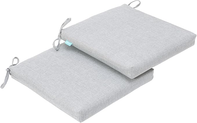 QILLOWAY Outdoor Indoor Seat Cushions, Square Foam Dining Chair Pads,All Weather, 17"x17"x3",2 Counts, Gray,White