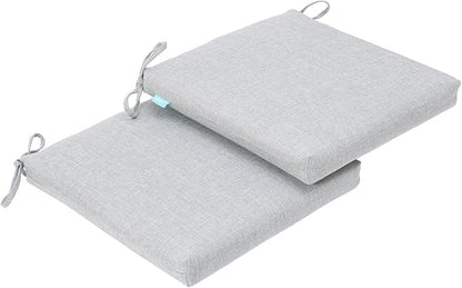 QILLOWAY Outdoor Indoor Seat Cushions, Square Foam Dining Chair Pads,All Weather, 17"x17"x3",2 Counts, Gray,White