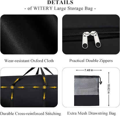 WITERY 2 Pack 180L/47.5 Gallons Extra Large Storage Bags Jumbo Duffle Bag for Travel Moving Totes Boxes Heavy Duty Stronger Handles Zippers Reusable Storage Totes for Bassinet Clothes Blankets