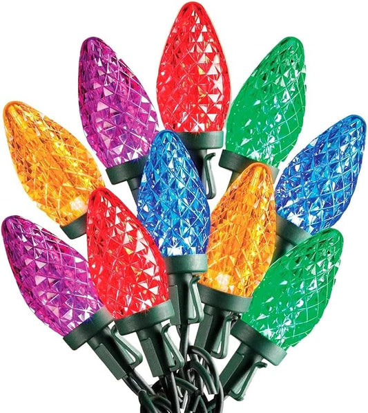 SYLVANIA Stay-Lit Platinum Strings Christmas Lights - LED C9 Multi Color Lights - (2 Strings of 50 Lights)