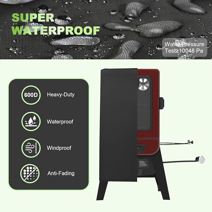 Smoker Cover for Pit Boss 2 Series and Masterbuilt Vertical Gas Smoker | 600D Heavy Duty Smoker Cover Compatible for Pit Boss 2 Series Smoker and Masterbuilt/Smoke Hollow 30 in Vertical Gas Smoker
