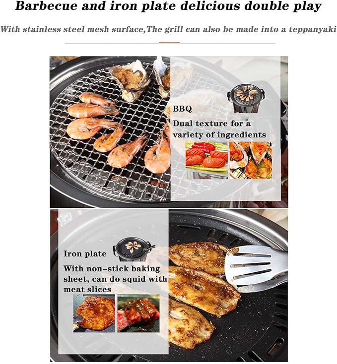Portable charcoal grill, can be fried, can be grilled, double insulation, prevent burns, easy to clean, 39 * 43cm (A)