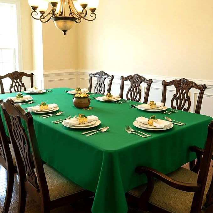 8 Pack Green Rectangle Table Cloth 60 x 126 Inch For 8 Foot Tables | Wrinkle Resistant Tablecloth, Washable Polyester Fabric, Rectangular Tablecloth for Wedding Party Banquet Buffet