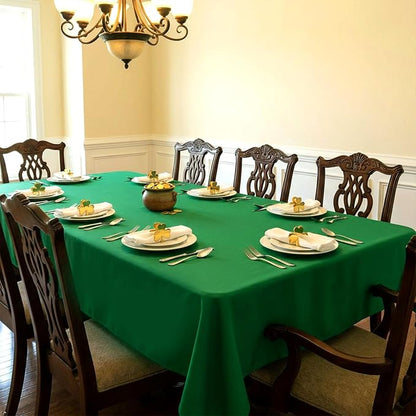 8 Pack Green Rectangle Table Cloth 60 x 126 Inch For 8 Foot Tables | Wrinkle Resistant Tablecloth, Washable Polyester Fabric, Rectangular Tablecloth for Wedding Party Banquet Buffet
