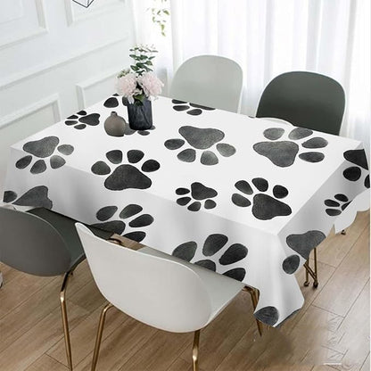 TKS MITLAN Dog Paws Cute Tablecloth 60x84 Inch Rectangular Animal Grey Footprints Oblong Table Cloth Kitchen Table Decorations for Home Dinner Party