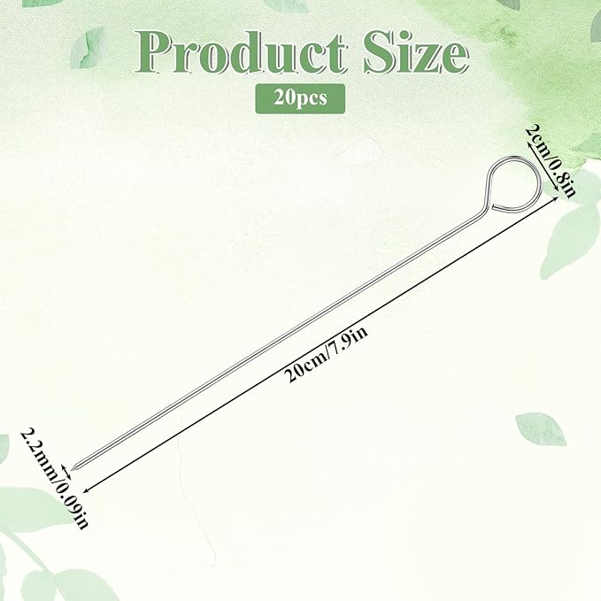 20 Pcs Metal Grill Skewers, 8 Inch Stainless Steel Kabob Skewers for Grilling, Reusable Kebab Skewer Metal BBQ Skewer for Kabobs Barbeque Chicken Fruit Vegetable Camping