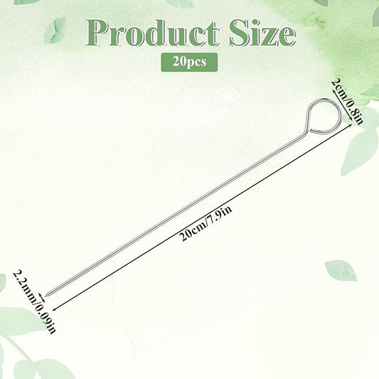 20 Pcs Metal Grill Skewers, 8 Inch Stainless Steel Kabob Skewers for Grilling, Reusable Kebab Skewer Metal BBQ Skewer for Kabobs Barbeque Chicken Fruit Vegetable Camping