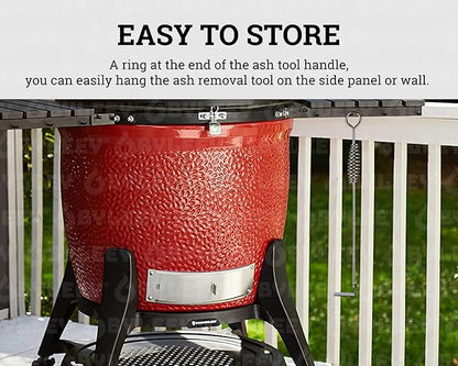 18" Charcoal Grill Rake Parts, BBQ Ash Tool Poker for Smoker. Cleaning Out and Moving Coals - Ash Shovel Tongs for Fireplace, Pizza Oven, and Wood Stove. Great BGE, Classic Joe Accessories, Stainless