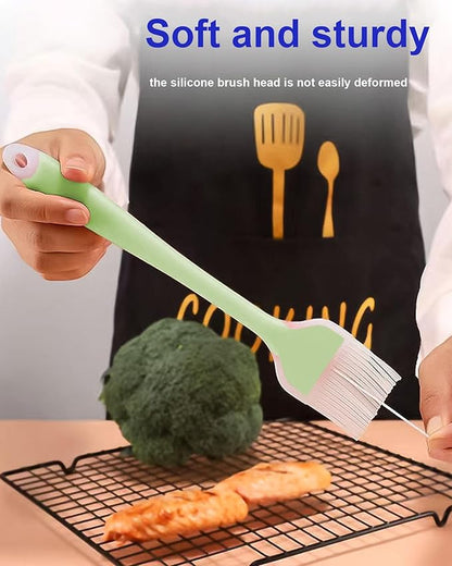 Pastry Brush Silicone Basting Brush for Cooking,2PCS 10+8 in Heat Resistant Food Brushes for Baking, Grilling, Cooking and Spreading Oil, Butter, BBQ Sauce, or Marinade (Green)