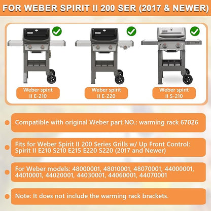 67026 Warming Rack for Weber GS4 Spirit 2 Grill Parts Spirit II E210 S210 E215 E220 S220, Replacement Parts for Weber Spirit II 2 Burner Grills Accessories with Up Front Control Stainless Steel