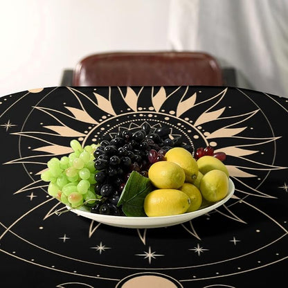 Vintage Tarot Moon Sun Tablecloth Moon Phase Star Galaxy Space Esoteric Astrology Table Cloth Water Resistant Wipeable Table Cover for Farmhouse Picnic Party Holiday Kitchen Dinner Table 55"x55"