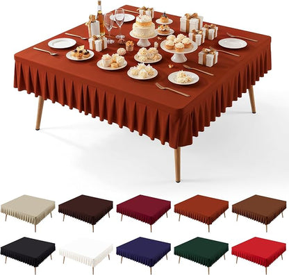 PARTISKY Rust Spandex Square Tablecloths 60x60 Inch, Wrinkle Free Fitted Card Table Cloth Stretch Square Table Cover for Kitchen Dinner, Holiday Party, Wedding Banquet, Display Trade Show