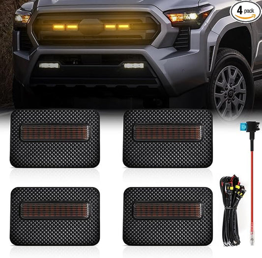 Grill Light for Tacoma SR 2024 2025, Smoked Shell Amber LED Front Grille Lights Fit for Tacoma SR5