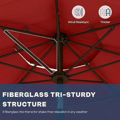 10ft Patio Umbrella, 3 Tier Outdoor Market Table Umbrellas with 8 Fiberglass Ribs and Push Button Tilt, Windproof, Vented Canopy, UV Protection for Deck, Pool, Backyard