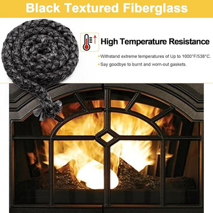 SRV7034-178 Stove Door Gasket Rope for Quadrafire MT Vernon AE, E2, Trekker Insert, Edge 60 Pellet Stove Part, 1'' x 41'' High Temperature Graphite Impregnated Fiberglass Seal Rope Replacement