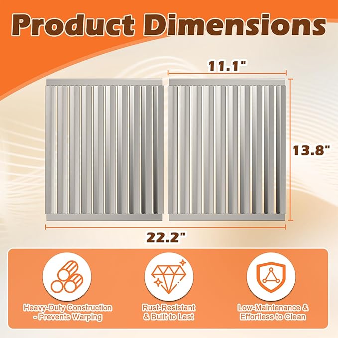Grill Grates for Solaire AGBQ 27G Grills Stainless Steel Grill Replacement Parts for IRBQ 27G Grills Replacement Grates for SOL-2713R, 11.1 x 13.8 Inch