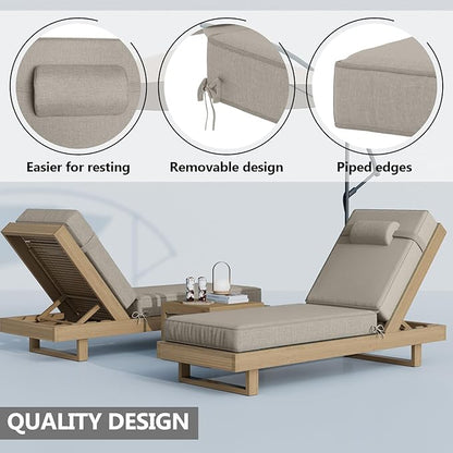 80 x 26 x 4 Inch Olefin Chaise Lounge Cushions, Lounge Chair Cushions with Headrest for Outdoor Furniture - Weather and Fade Resistant Patio Replacement Furniture Lounge Chair Cushion Set of 4