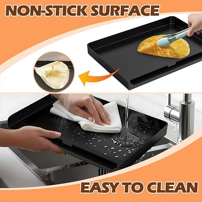 GR101 Grill Plate Replacement Part for Ninja Sizzle Smokeless Indoor Grill & Griddle, 14'' Flat Top Grill Plate Parts for Ninja GR100 Series Electric Grill, GR101 Griddle Plate, Non-stick