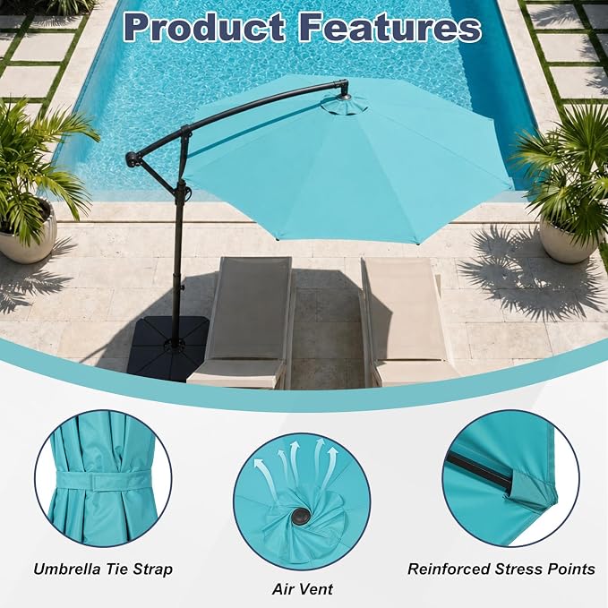 BPS Patio Umbrella Replacement Canopy for 10 ft 8 Ribs Table Umbrella, Outdoor Umbrella Replacement for Market Parasol, Canopy Only