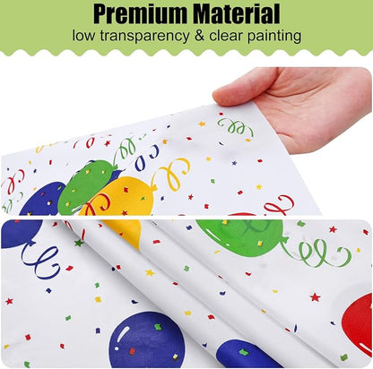 Smiry Disposable Table Cloth - 6 Pack, 54 x 108 Inch Waterproof Rectangle Tablecloths for Parties, Decorative Plastic Table Cover, Leakproof & Sturdy, Colorful Balloons