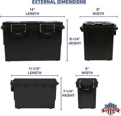 Sheffield Ammo Box Made in USA, Stackable Lockable Ammo Storage Box, Black | XL & Standard Lockable Storage Box, Water & Dust Resistant Dry Box, Secures Hunting Gear, Gun Accessories, Supplies, Bullets
