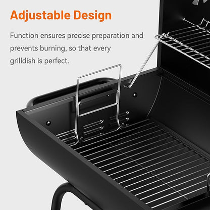 KEYO GRILL 20-Inch Barrel Charcoal Grill, Adjustable Vent Heavy-Duty Outdoor Barbecue Grill with Height Adjustable Charcoal Pan,Warming Rack Outdoor BBQ Grill for Backyard, Patio and Parties, Black