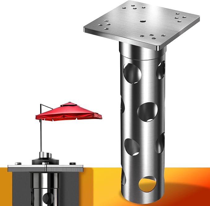 4smile In-ground umbrella base, stainless steel - In-ground umbrella holder, lifelong quality - Umbrella stand outdoor base, load capacity up to 2,200 lbs
