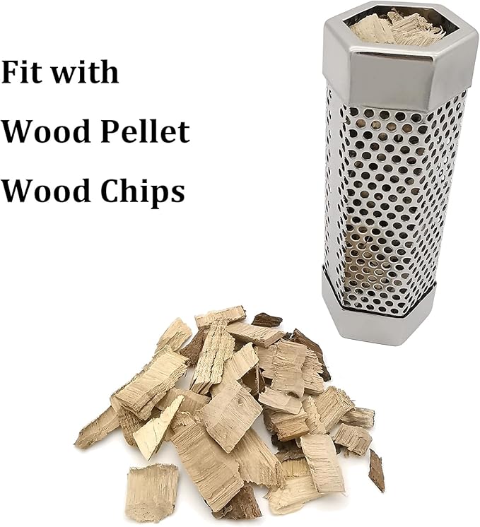 Smoker Smoke Tube Box for Pellets Grill, 304 Stainless Steel BBQ Cold Smoker Generator Tube, 2.5 Hours of Billowing Hot or Cold Smoking - 6" Hexagon - 2 Pack