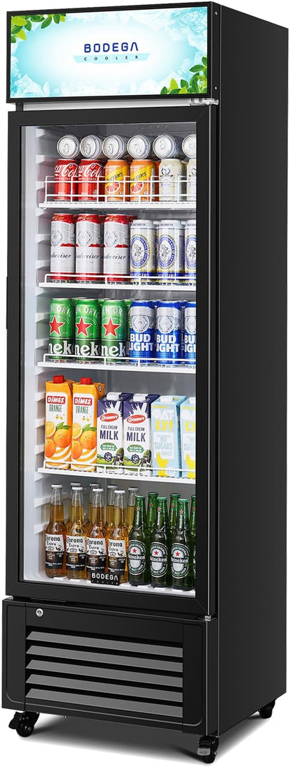 BODEGACOOLER Commercial Beverage Refrigerator, 300 Cans & 160 Bottles, Display Refrigerator For Beer,Soda, Merchandiser Refrigerator with Soft LED Light For Kitchen, Office, Garage, Gym,Man cave,Shop