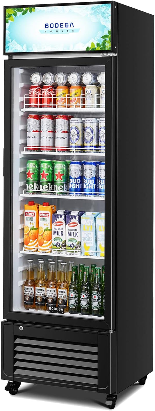 BODEGACOOLER Commercial Beverage Refrigerator, 300 Cans & 160 Bottles, Display Refrigerator For Beer,Soda, Merchandiser Refrigerator with Soft LED Light For Kitchen, Office, Garage, Gym,Man cave,Shop