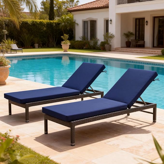 80 x 26 Inches Chaise Lounge Cushions Outdoor Replacement for Pool Side Waterpoof Patio Lounge Chair Cushions, Navy Blue