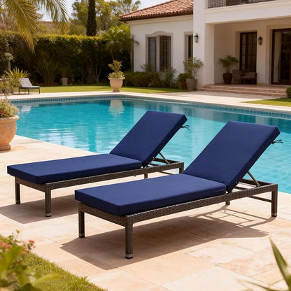 80 x 26 Inches Chaise Lounge Cushions Outdoor Replacement for Pool Side Waterpoof Patio Lounge Chair Cushions, Navy Blue