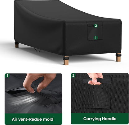 Mrrihand Chaise Lounge Cover, Patio Furniture Covers, Patio Lounge Chair Cover Waterproof and UV Resistant, Heavy Duty Outdoor furniture covers with Air Vent 2 Pack - 84L x 32W x 32H inch