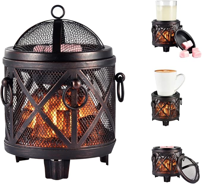 Dicimi Wax Melt Warmer,4-in-1 Electric Wax Melter,Oil Burner,Fireplace Wax Warmers, for Home Office Bedroom Aromatherapy Present and Decorations (Bronze, Fireplace Stove)