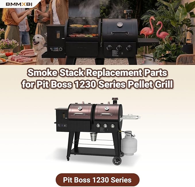 Grill Smoke Stack for Pit Boss PB1230 Series Smoker Chimney Replacement Wood Pellet Smoking Grill Part for Pit Boss PB1230SP