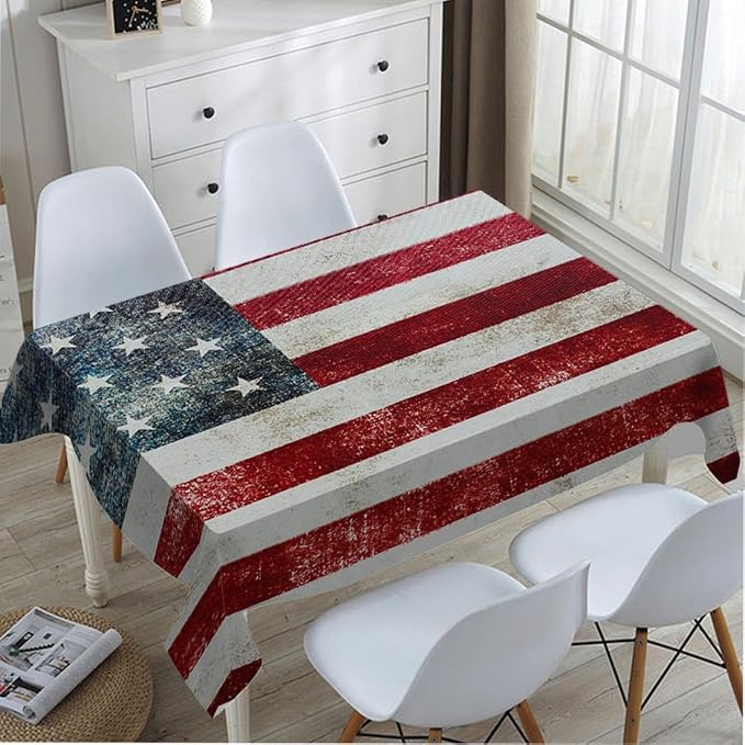 TKS MITLAN National Flag Tablecloth Decor Patriotic Vintage Classic Graffiti Table Cloth Dining Room Kitchen Table Cover 60" X 84" Oblong/Rectangle