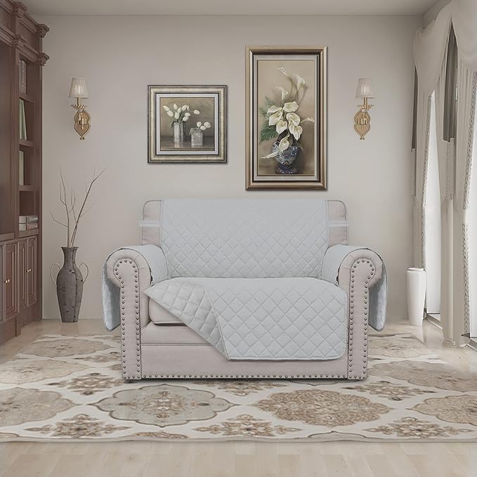 Easy-Going Reversible Couch Cover, Oversized Chair, Light Gray/Light Gray | Machine Washable Slipcover For Dogs, Water Resistant Furniture Mat For Living Room, Non-Slip Sofa Cover, Pet Friendly