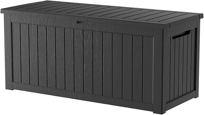 270 Gallon Resin Deck Box Waterproof Outdoor Storage Box for Patio Furniture Pool Accessories Indoor Storage for Cushion Garden Tools, Black
