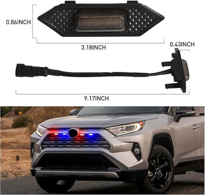 LED Grill Lights For Toyota RAV4 2019 2020 2021 2022 Front Grille Smoked Shell Red Blue Light 4 Pcs