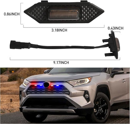 LED Grille Lights For Toyota RAV4 2019 2020 2021 2022 Smoked Shell Red and Blue Grill Light 4 Pcs, Plug and Play