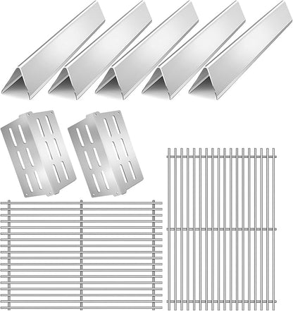 2Pack 9MM 7524 7528 Cooking Grates with 7622 Heat Deflectors 7620 Flavorizer Bars for Weber Genesis Grill Replacement Parts E-310 E-320 E-330 S-310 S320 S-330 EP-310 EP-320
