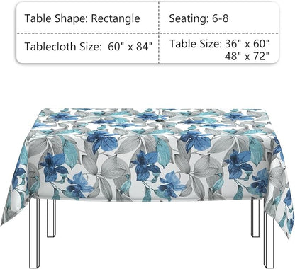 LVTXIII Outdoor Tablecloth with Umbrella Hole and Zipper, 60 x 84 Inch Water-Repellent Patio Table Cloth, Rectangle Table Covers for Backyard Garden, Clemens Noir Blue