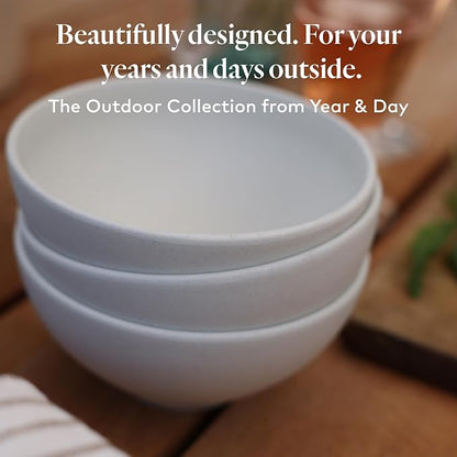 Year & Day Outdoor Set of 4 Unbreakable Lightweight Small Bowls, Plant Derived, Palm Green, 5.75 inch