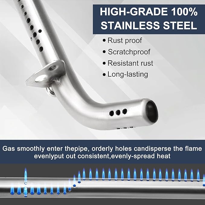 Criditpid Grill Replacement Parts for 3-Burner Walmart Expert Grill XG10-101-002-02, Stainless Steel Heat Plates & Burner Tubes Kit for Walmart Expert Grill GBC2016WRS.