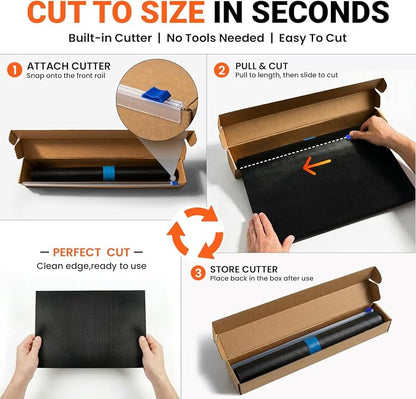 Grill Mats Roll with Cutter, Grill Mat for Outdoor Grill 15.75 x 100 Inch | Reusable Grilling Mats for Gas Grills, Nonstick Cut-to-Fit for Outdoor Cooking, Grill Liners, and Easy to Clean, Black
