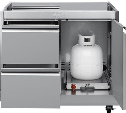 KoolMore 32 in. Heavy-Duty Outdoor Stainless-Steel Cabinet for Built-in BBQ Grill with 2 Drawers and Propane Tank Storage (KM-OKS-BQ30CAB)